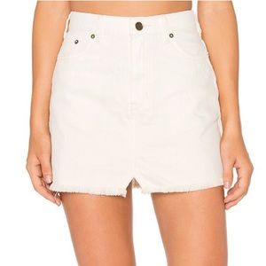 Free People Step Up Denim Mini Skirt in Ivory 🍦
